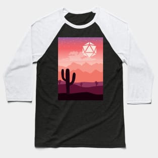 Desert Starry Night D20 Dice Full Moon RPG Landscape Baseball T-Shirt